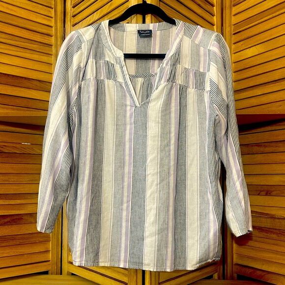 Splendid Women’s Striped Shirt - Blue, White, Purple - Picture 1 of 5
